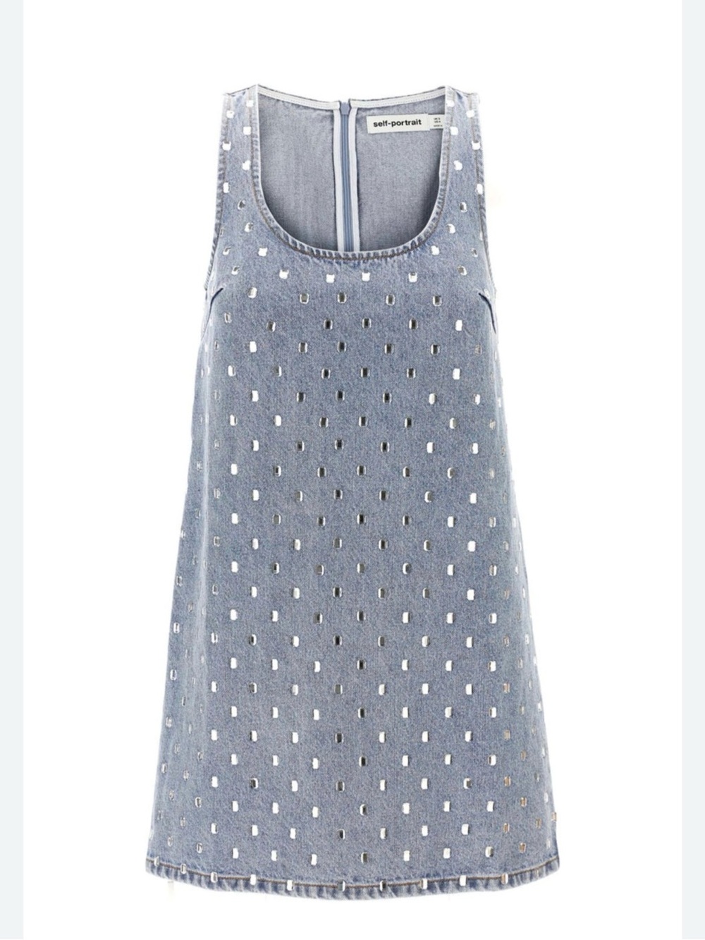 Self-Portrait Denim Dress with gem stones